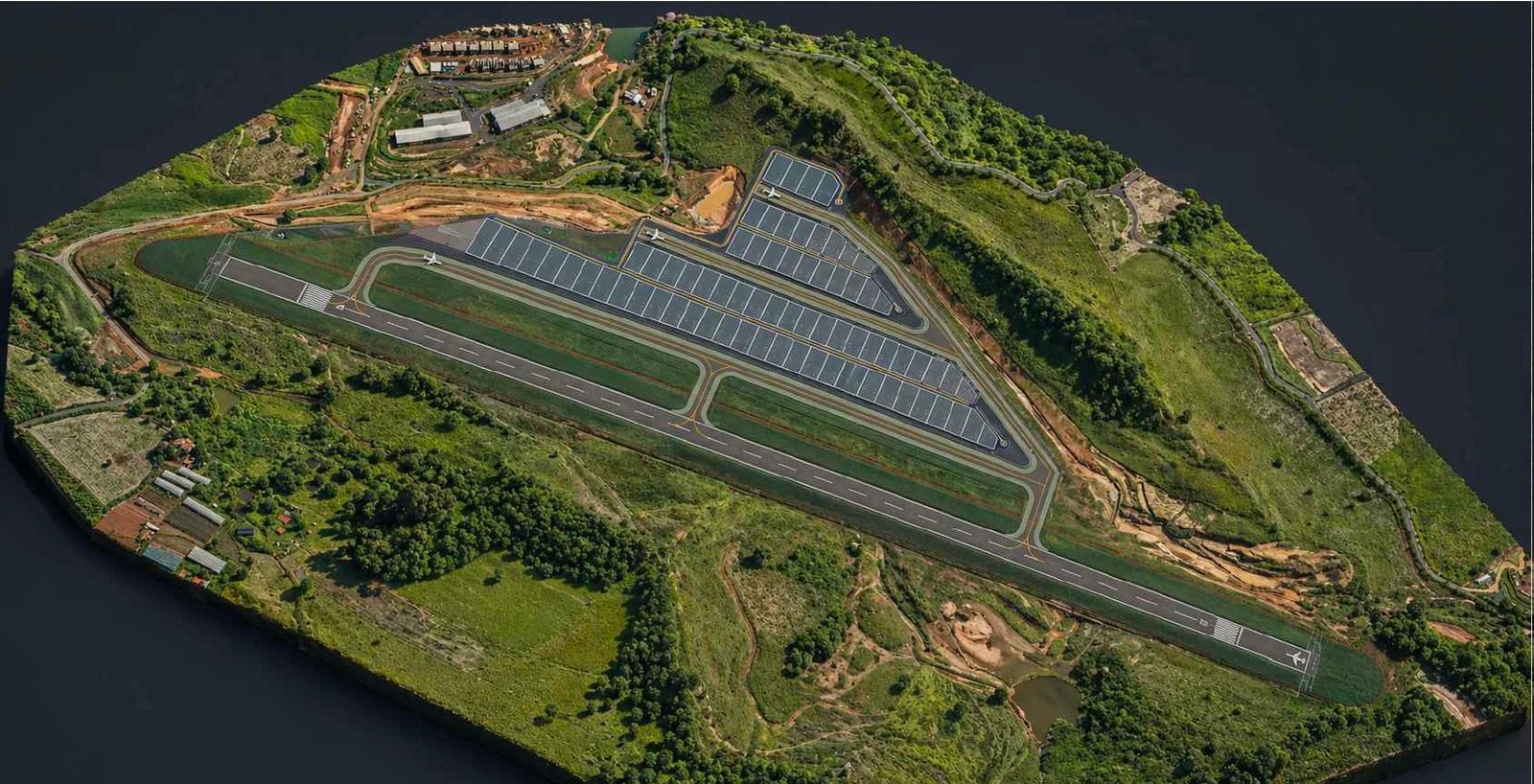 Visualização do projeto de aeródromo (não é fotografia da obra)